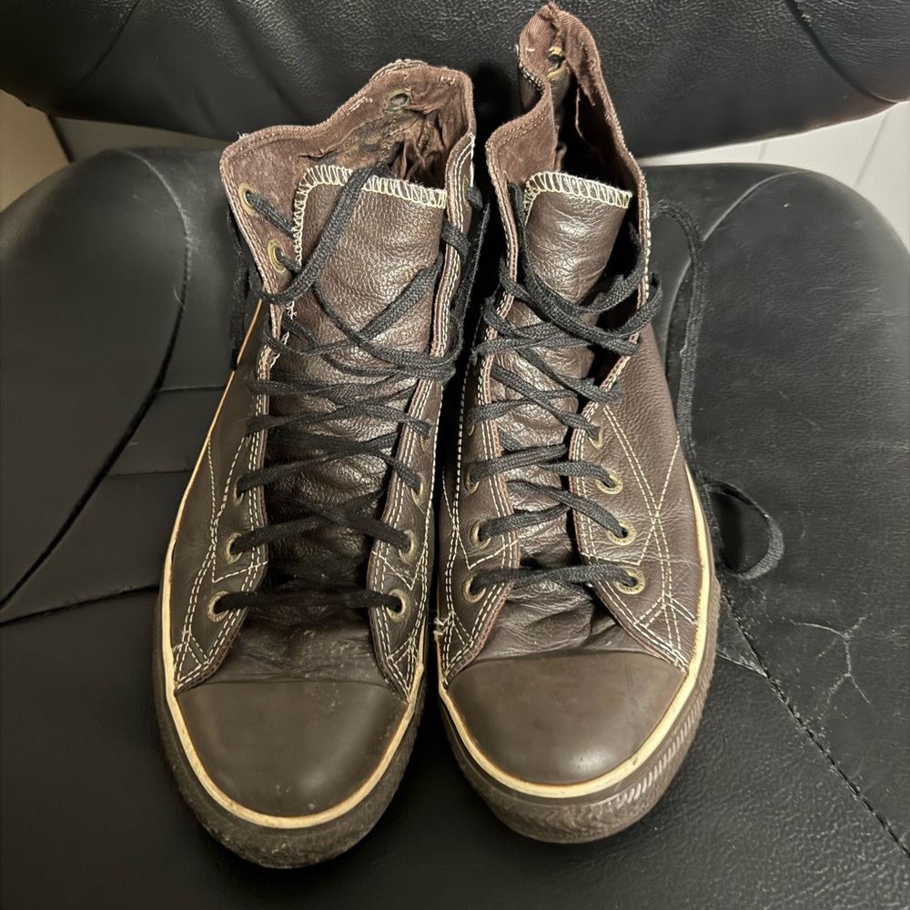 Converse Dark Brown Leather High-Tops